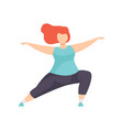 girl standing in hero yoga position obesity woman vector image