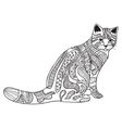 cat black and white doodle print with ethnic vector image