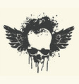 human skull with spots splashes and bird wings vector image