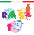 italian alphabet frog sausage notepad vector image