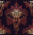 seamless gold pattern with ethnic elephant head vector image