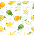 cute fruits mix fish characters seamless pattern vector image