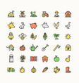 farm sign color thin line icon set vector image vector image