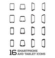 16 smartphone icons line style vector image