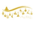 gold christmas wave border with hanging vector image
