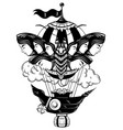 hand drawn moth with female faces on wings vector image