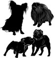 set of dog silhouettes isolated on white vector image