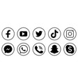 social media icons set vector image vector image