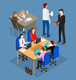 teamwork cooperation with laptop and paper vector image vector image