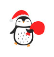 christmas penguin in santa hat vector image