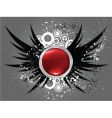 glossy button on grunge wings vector image vector image