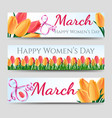 happy woman day banners with tulips vector image