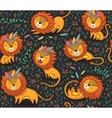 funny lions seamless pattern with black vector image vector image
