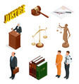isometric law and justice symbols of legal vector image