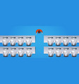 man teacher teaching humanoid robots group sitting vector image vector image