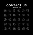 set line icons of contact us vector image vector image
