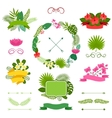 set of tropical plants wreath ribbons and labels vector image