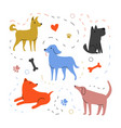 with dog walking party paws and bones vector image