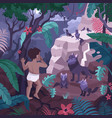 mowgli in jungle composition vector image