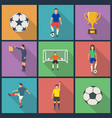 icons of young people playing football vector image vector image