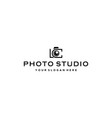 minimalist photo studio lens camera logo design vector image