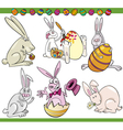 easter bunnies set cartoon vector image