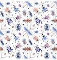exotic retro beetles and bugs pattern vector image vector image