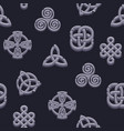 seamless pattern celtic symbols cartoon set vector image