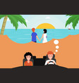 couple driving on vacation man vector image