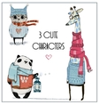 cute winter animals vector image