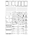 doodle hand drawn ornamental boho style set vector image
