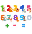 numbers set with happy cats and dogs vector image