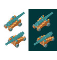 vintage naval cannon isometric color drawings vector image