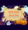 kid diploma or certificate with halloween vector image vector image