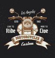 motorcycle front view vintage emblem on dark vector image
