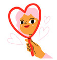 self love mirror cute girl vector image