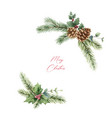 watercolor christmas wreath with fir vector image