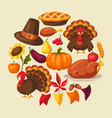 happy thanksgiving day greeting card with objects vector image