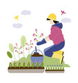 modern spring gardening people concept a young vector image