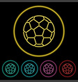 soccer ball flat icon neon style vector image vector image
