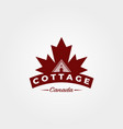 cottage with canadian maple leaf logo vintage vector image vector image