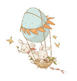 happy easter with two bunny vector image