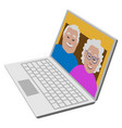 laptop with a seniors couple on screen vector image vector image