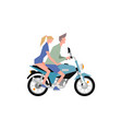 a girl and guy ride motorcycle together vector image