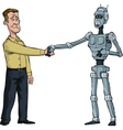 handshake man and robot vector image
