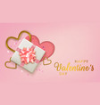 happy valentines day greeting card realistic 3d vector image vector image