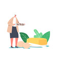 senior woman carry tray with fresh pies or cookies vector image vector image