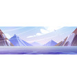 snowy mountain landscape with ice on river vector image