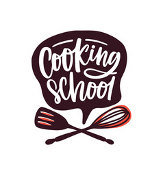Cooking school lettering written with cursive font