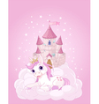 sky castle and unicorn vector image vector image